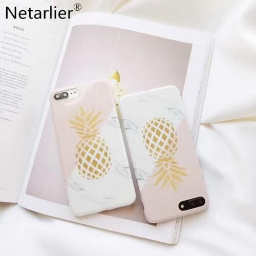 Netarlier New Arrival Fashion Gold Pineapple Phone Case For iPhone 6 6s 6Plus 7 7Plus Protective IMD Soft Glossy Back Case Cover