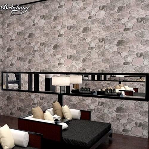 Beibehang Papel parede listrado wallpaper roll PVC wood and stone wall pattern simple modern roll paper wallpaper decoration
