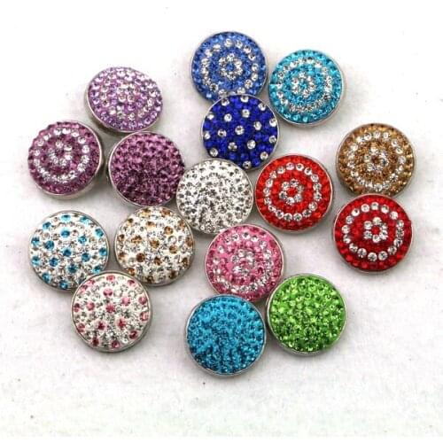 Factory wholesale 30pcs/lot Mix 16colors Metal Rhinestone Snap Buttons Charms fit 18 20mm Button Diy Snaps bracelet jewelry