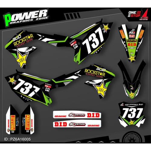 PowerZone Custom Team Graphics Decals Stickers Kit For Kawasaki Decal 2016 2017 2018 KXF 450 005