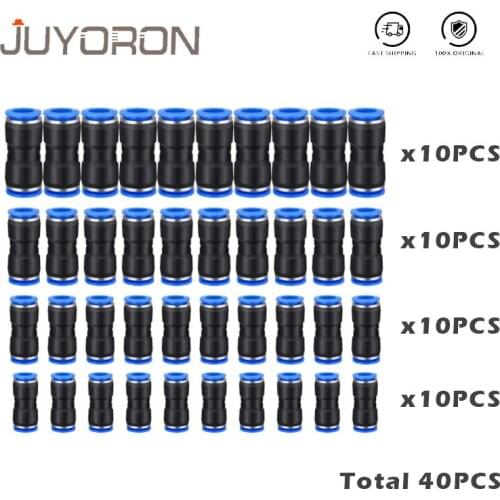 40PCS/Pack 6/8/10/12MM Pneumatic Fittings Straight Type Plastic Connector For Connect Air Hose PU Pipe And Water Hose Gas