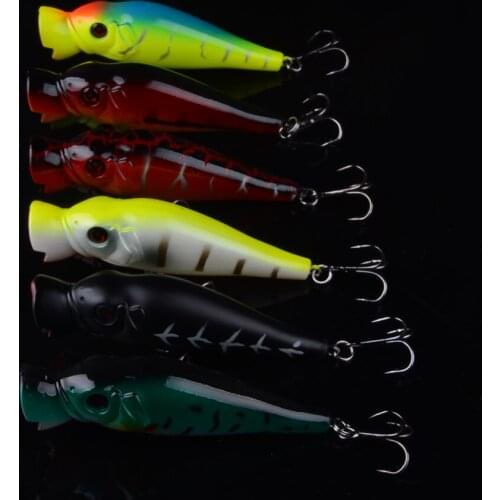 6Pcs 8.5cm 11g Popper Fishing Lure Hard Artificial Bait Topwater with 2 Treble Hooks Carp Fishing Lures Wobbler Crankbait Pesca