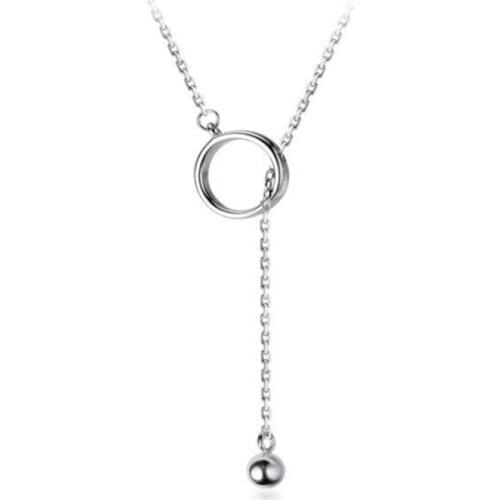 Simplicity Design Female Silver Color Clavicle Chain Necklace Sliding Geometric Circle Tassel Pendant Necklace Fashion Jewelry