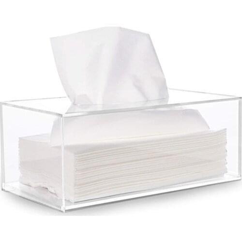 Clear Acrylic Tissue Box Holder Simple Rectangular Paper Napkin Cointainer Oragnizer For Car Home End Table Tissue Box
