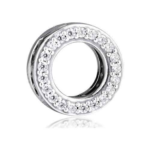 Charms fits for Necklaces Bracelets Reflexions Circle of Pave Clip Beads 100% 925 Sterling-Silver-Jewelry Free Shipping