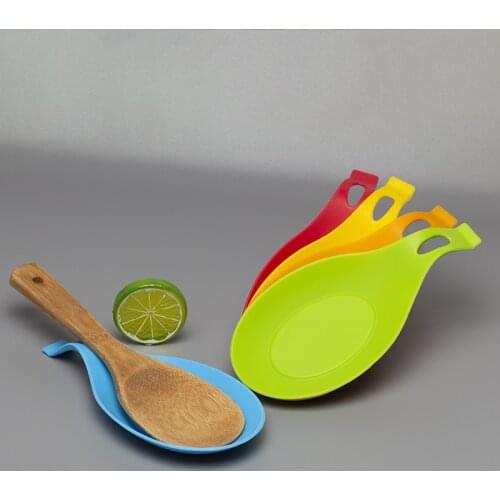 9.5 * 19.5cm Silicone Spoon Holder Heat Resistant Drink Glass coaster Kitchen stand for spoons Placemat Spoon Rest Cooking Tools
