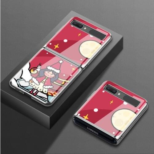 For Samsung folding zflip case f7070 protective case 5g glass f700f electroplating case f700n womens screen red