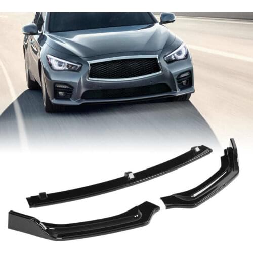 3PCS Gloss Black Front Bumper Splitter Lip Replacement for Infiniti Q50 Base Luxe Premium 2018-2021 New