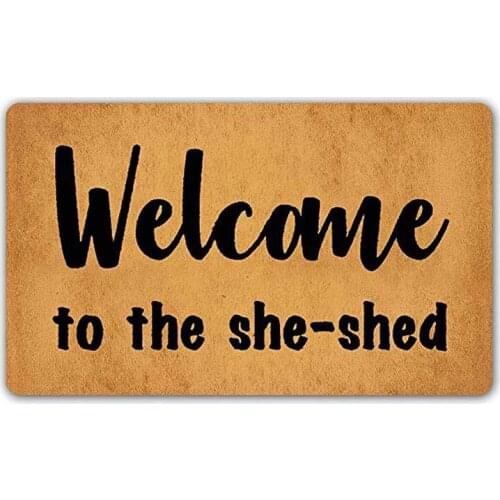 Funny Doormat Welcome to The She Shed Entrance Mat Floor Rug Indoor/Outdoor/Front Door Mats Home Decor Machine Washable Rubber