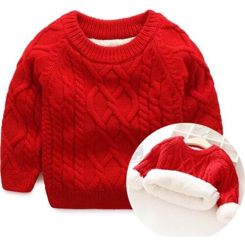 2020 Plus Velvet Thick O-neck Twist Baby Sweater Clothes Knitted Sweater Baby Girl Winter Clothes Blouse Oversized Sweater