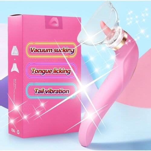 Tongue Lick Nipple Sucker Vibrator Clitoris Stimulation Breast Massager Enlargement Vacuum Pump Sex Toys For Women Masturbator