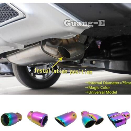 Internal Diameter=75mm/Magic Color/Universal Model Car Muffler Exterior Back End Pipe Dedicate Exhaust Tip Tail Outlet Vent