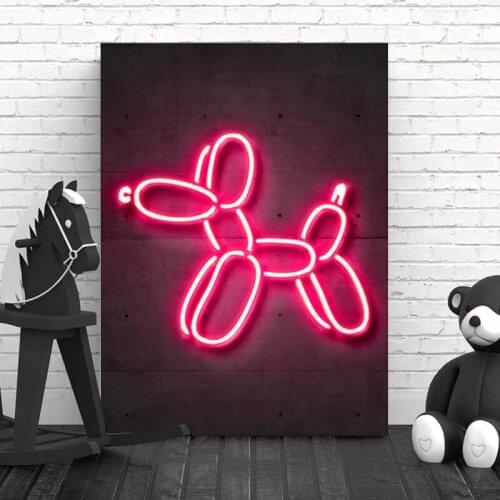 Balloon Dog Posters Animal Wall Art Canvas Street Graffiti Wall Pictures Nursery Print Painting For Kid Baby Room Decor No Led