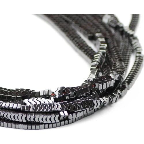 YHBZRET Wave Space Black Hematite Natural Stone Spacer Loose beads for Jewelry bracelets necklace Making DIY accessories 4/6MM