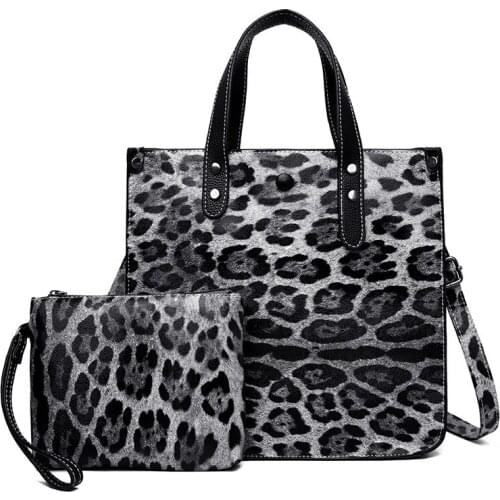 New Women Tote Bag Leather Leopard Crossbody Shoulder Bag Ladie Large Capacity Handbag Shopping Messenger Bags Set
