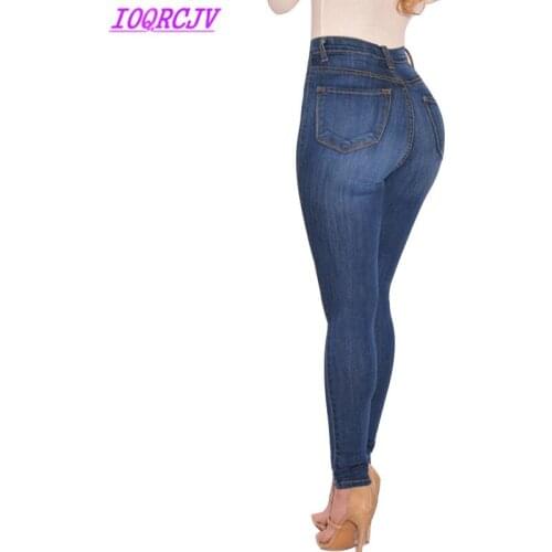 Jeans for women 2018 Spring and autumn Elasticity Pencil Pants Plus size denim pants high waist Jeans Slim trousers IOQRCJV H318