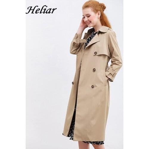 Heliar Lapel Double Breasted Trench Coat 2019 Autumn Women Outerwear Coats With Belt Female Highstreet Pocket Trench Coats Women