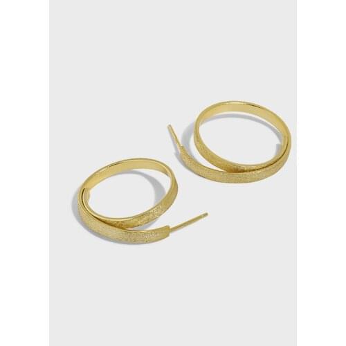 25.3mm REAL. Authentic 925 Sterling silver Ear Piercing Brushed Big Twist Circle Stud earrings temperament C-YH30011