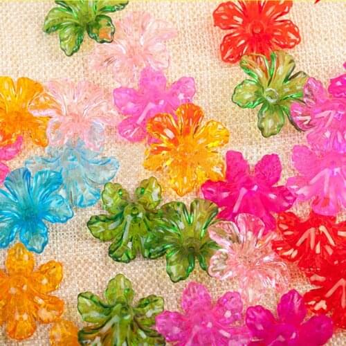 30pcs/lot Colorful Transparent Sun Flower Perforated Acrylic Petal Charms Beads For DIY Handcraft Multipurpose Decorative Jewel