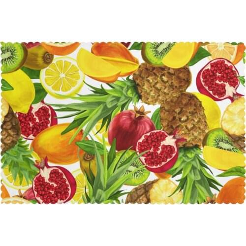 6 PCS Placemat Tropical Sliced Fruits Fabric Table Mats Tableware Kitchen Tool Table Mats
