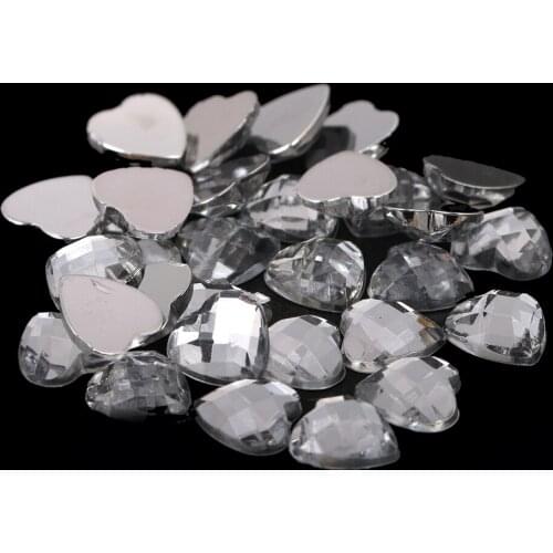 8mm 10mm 12mm Crystal Color Acrylic Rhinestones Flat Back Heart Earth Facets Glue On Craft Beads DIY Jewelry Making Supplies