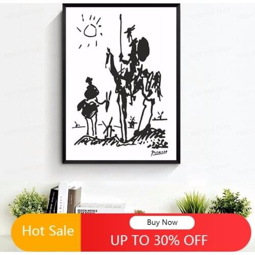 WTQ Abstract Don Quixote Printed Wall Art Canvas Painting Posters Retro Frameless Oil Living Room Home Decoration