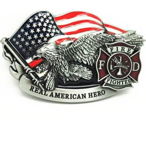 Belt Accessories fire fighter real American hero American Flag Eagle metal belt buckle for belt 4 cm