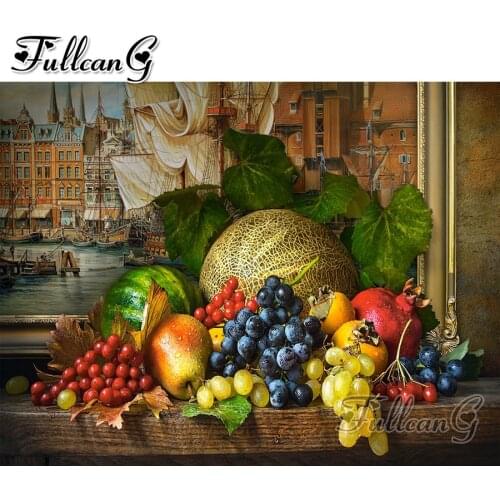 FULLCANG diy 5d diamond mosaic still life fruits diamond painting full square round diamond embroidery home decoration FC2172