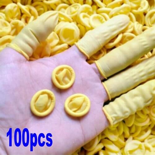 100pcs yellow finger cots anti -static finger latex natural white latex grip cleanroom finger cots for lcd screen repair tools