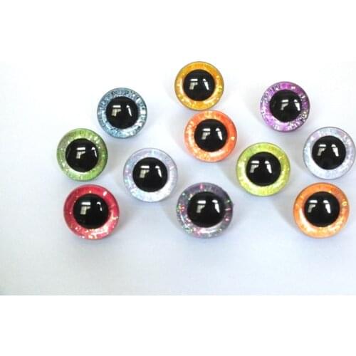 Safety Glitter Eyes 3D DIY Supply Plush Doll Puppet Toy Color Plastic Eyes For Amigurumi Crochet Stuffed Animal Doll Accessories
