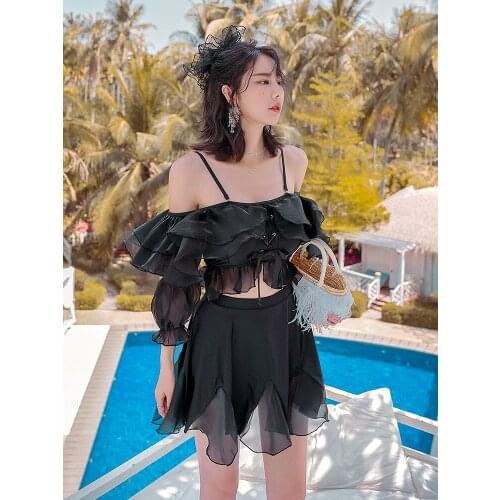 High Waist Bikini Surfing Plus Size Bathing Suit Girls Sexy Skirt Swimwear Push Up Women Separate Swimsuit Cute Ruffle Monokini