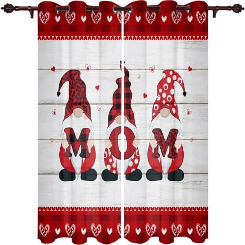 MotherS Day Red Plaid Love Dwarf Window Curtains kids bedroom decor Curtain Home Decor Kitchen Decor Curtain Panels