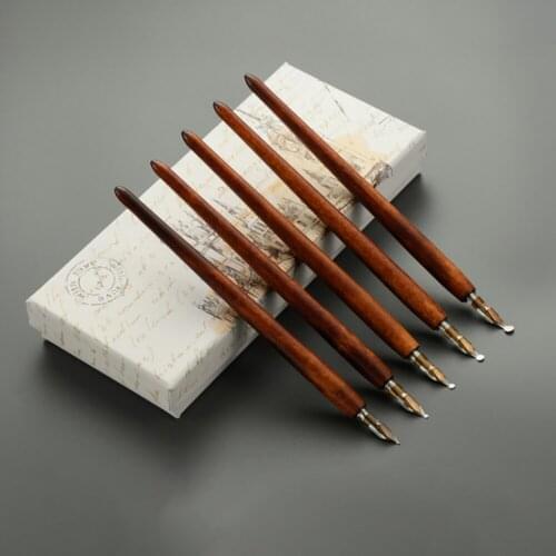 Wooden Dip Pen Literary Retro Thick Wooden Pen for Painting Artistic Words Calligraphy Graffiti Drawing Music Scores