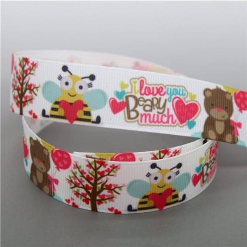 DHK 5yards valentine dog circus cake Printed Grosgrain Ribbon Accessory Hairbow Headwear Decoration DIY Wholesale OEM C1788