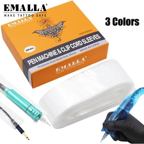 EMALLA Hot 125PCS Tattoo Machine Covers Clip Cord Sleeves Bags Filter Pen Type Bags Disposable Covers Bags For Tattoo Accessorie