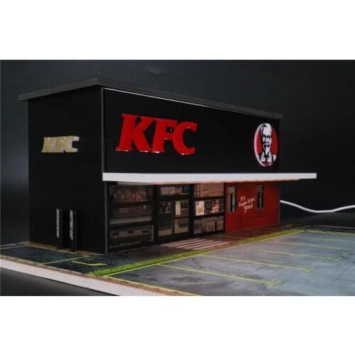 G-FANS 1:64 Diorama with LED Light KFC/McDonalds w/Parking Lots