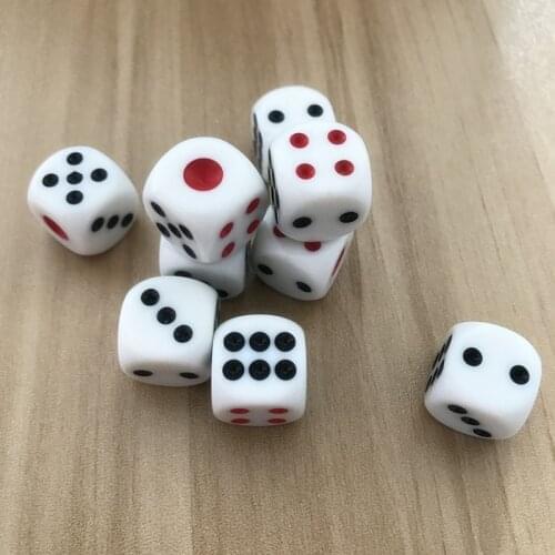 New 10Pcs/Lot High-quality 16mm Drinking Dice Red and Black Dots Rounded Corner White Dice Nightclub Bars KTV Dedicated