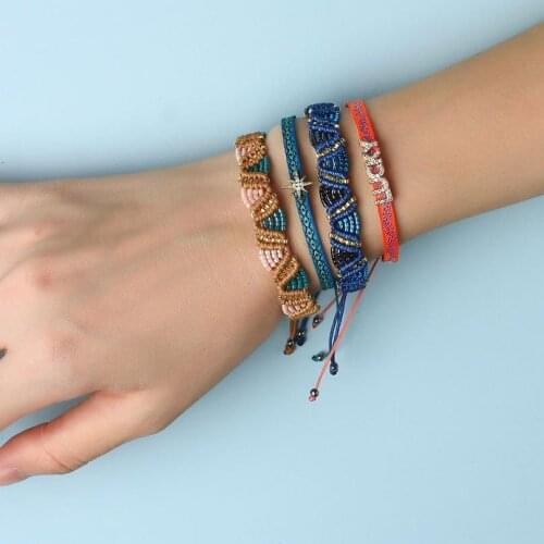 KELITCH 2021 Summer New Bohemian Handmade Miyuki Seed Beaded Bracelets Braided Friendship Vintage Lucky Charm Bracelet