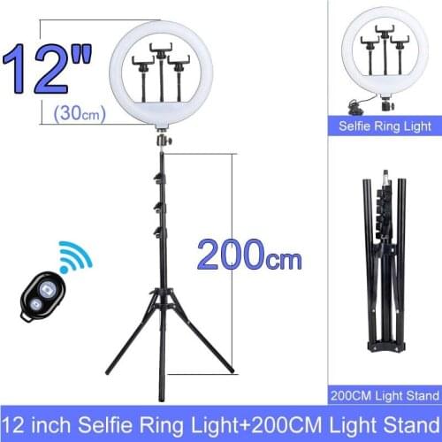 6 8 10 12 Inch Selfie Ring Light with Bluetooth-compatible remote control Stand 160cm Lamp Photography Dimmable LED Phone Studio