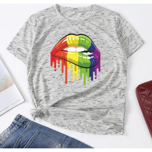 Summer Fashion Shirt Lips Leopard Graphic T Shirt Women Tops Base O-neckBlack Tees Kiss Leopard Lip Funny Girls Tshirt