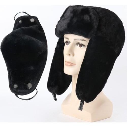 Fur Caps Women Bomber Hats Pink Winter Hat Russian Female Thicker Warm Solid Soft Windproof Ear Flap Mask Ushanka Hat 2021