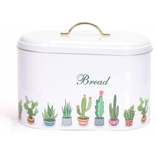 House Pattern Metal Bread Box Oval 10,85 lt