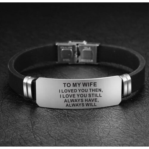 Fashion Bracelet To My Wife Inspirational Stainless Steel Men Adjustable Simple and Elegant Delicate Charm Wrist Strap Love Gift