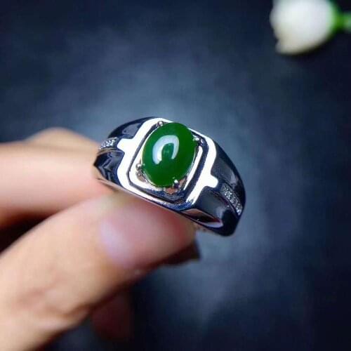 Man Ring Natural And Real Hetian Jade Man Ring 925 sterling silver Wholesales Fine jewelry