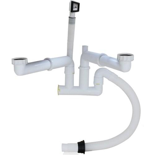 Talea Kitchen sink waste pipe kit double sink Drain hose white plastic Flum Kitchen Fixtures watertight PipesGR014C001