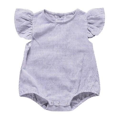 Brand New Newborn Infant Kids Baby Girl Boy Romper Petal Sleeveless Striped Cotton Jumpsuit Playsuit Summer Clothes 0-24M