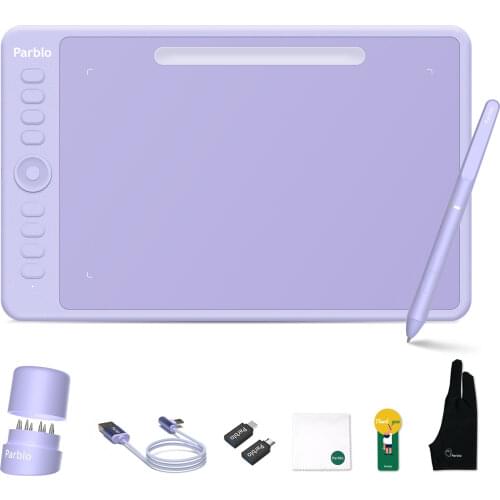 Parblo Intangbo M 10x6.25 Inches Digital Tablet Graphic Tablet for Drawing OSU Game with Battery-Free Stylus and Glove