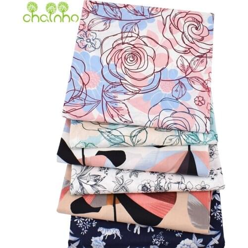 Chainho,Printed Plain Cotton Fabric,Floral Series,DIY Sewing Quilting Poplin Material For Baby & Childrens Dress Shirt Skirt