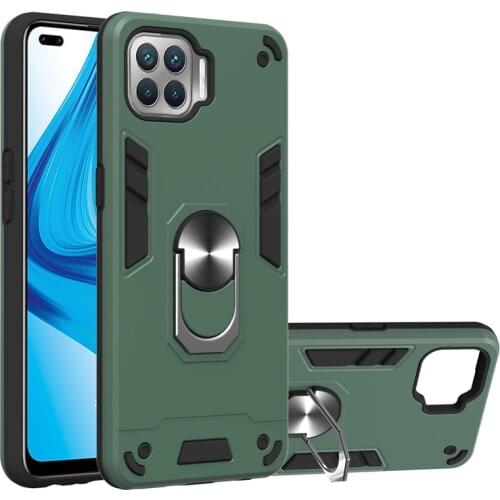 For OPPO F17 Pro Shockproof Armor Cover For Oppo Reno4 Lite Reno4F A93 A73 A32 A53 A33 2020 Metal Ring Car Phone Holder Case