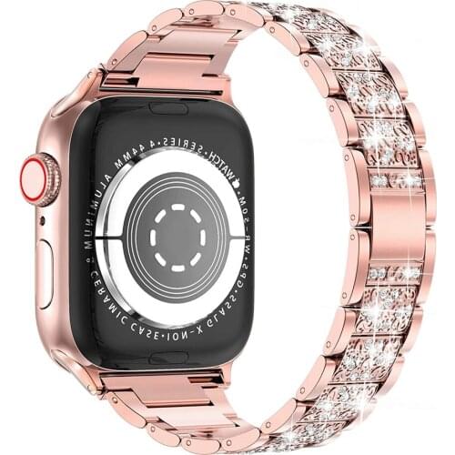Diamond Rhinestone Band for Apple Watch Series 6 Strap SE 40mm 44mm Women Stainless Steel Metal Wristband for iWacth 38mm 42mm